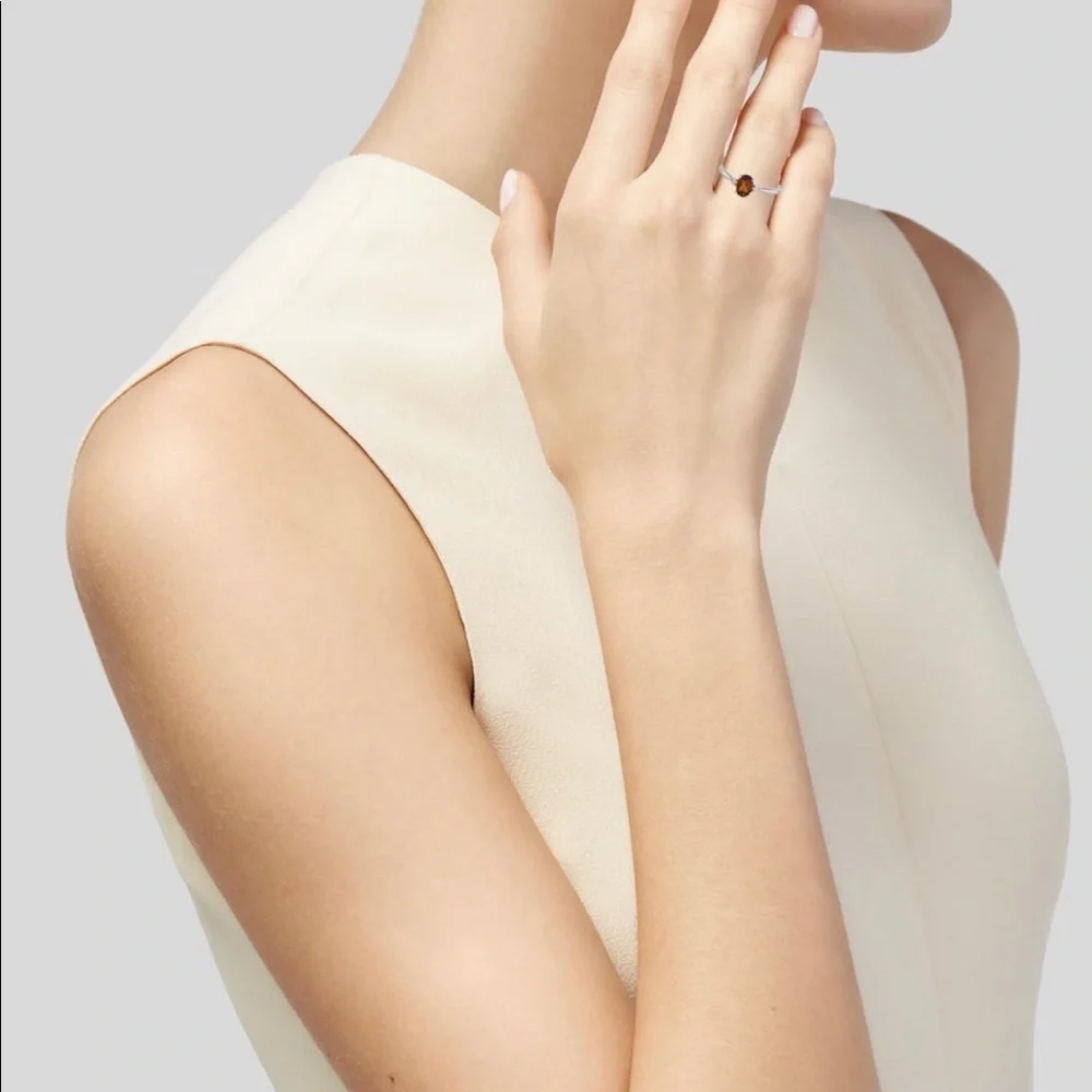 Brand New Citrine and Diamond 14k White Gold Ring $538 - Picture 5 of 6